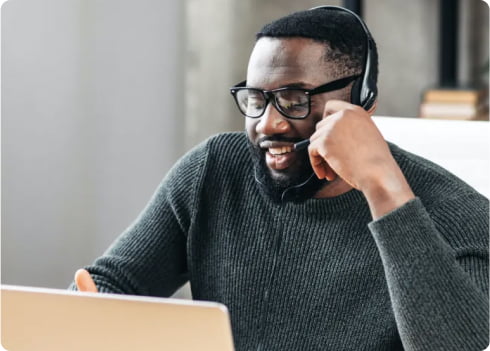Male receptionist answering call